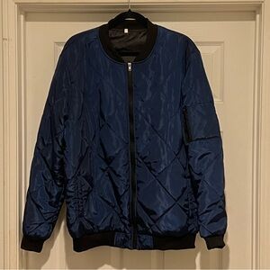 Men's Blue Quilted Bomber Jacket